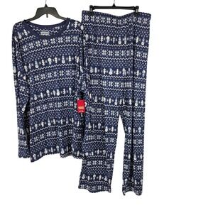 NWT Jammies For Your Families Mens Pajama Set 3XLT Tall Navy Blue Snowflakes